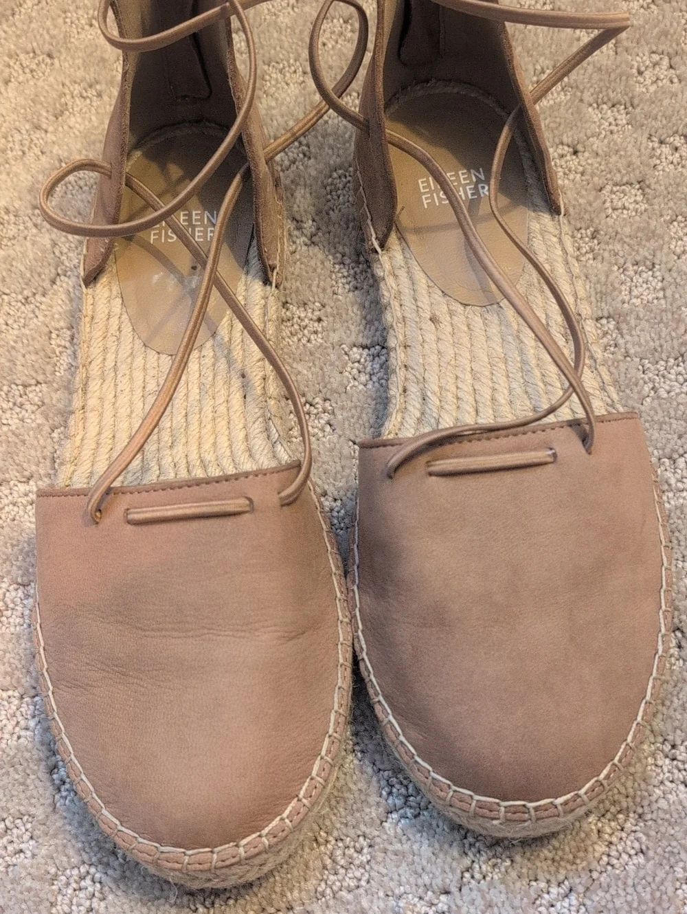 Eileen Fisher Leather Lace Up Espadrilles Flats
